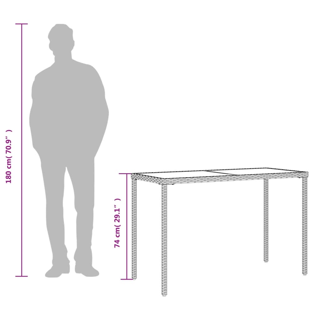 aialaud klaasplaadiga, must, 115x54x74 cm, polürotang