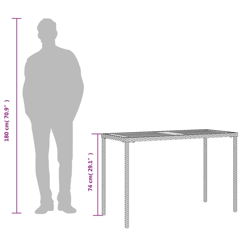 aialaud akaatsiapuidust plaadiga, beež, 115x54x74 cm, PE-rotang