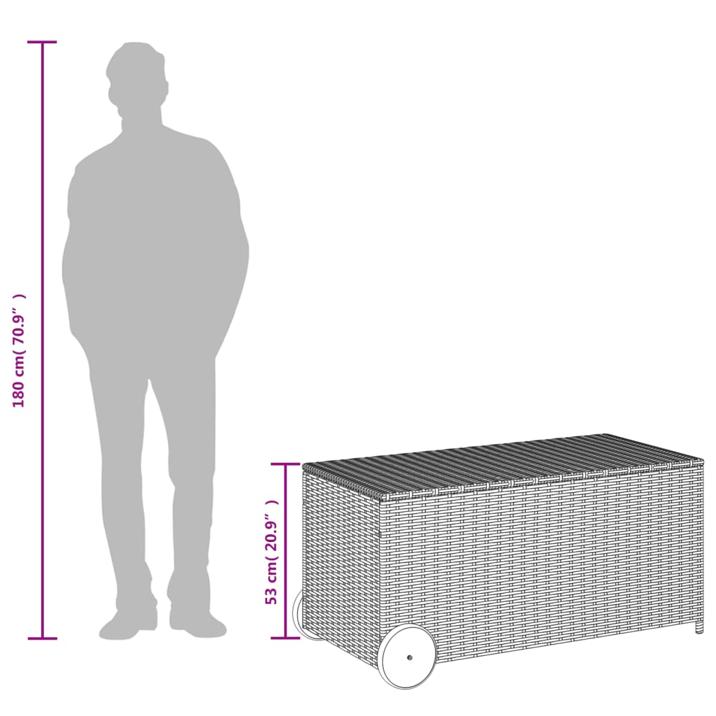 ratastega aia hoiukast, must, 190 L, polürotang