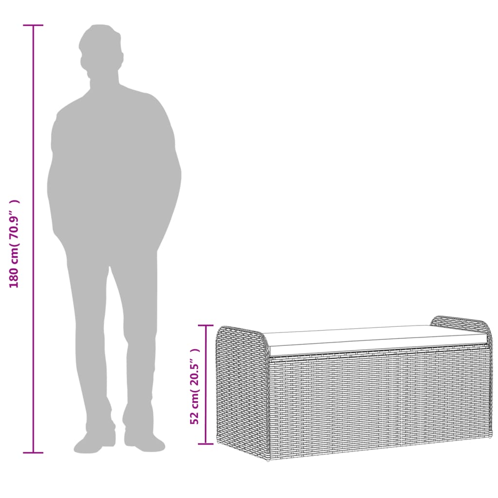 hoiupink istmepadjaga, pruun, 115 x 51 x 52 cm, polürotang