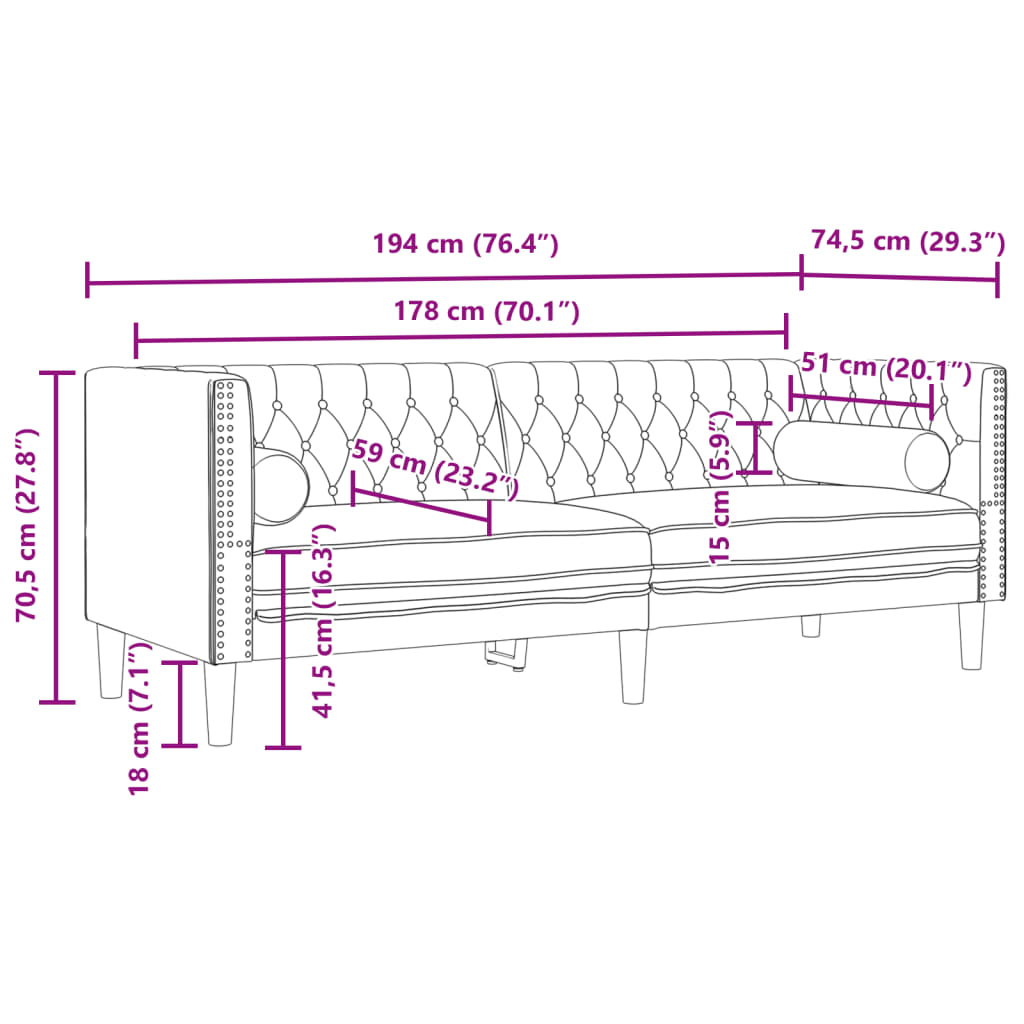 3-osaline diivanite komplekt rullpatjadega, helehall, samet