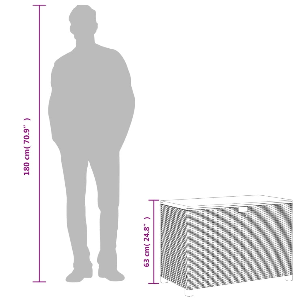 садовый ящик для хранения, бежевый, 110x55x63 см, полираттан