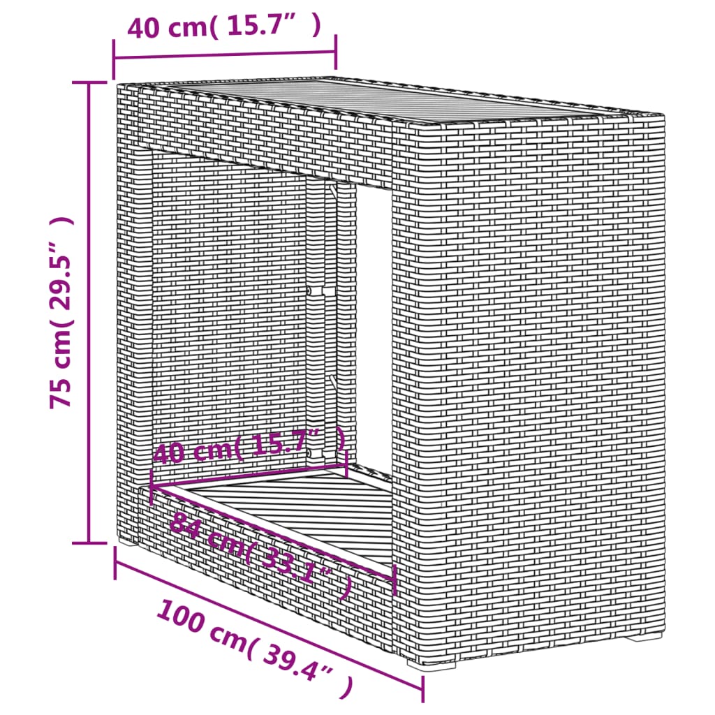 aia lisalaud puidust plaadiga, hall, 100x40x75 cm, polürotang