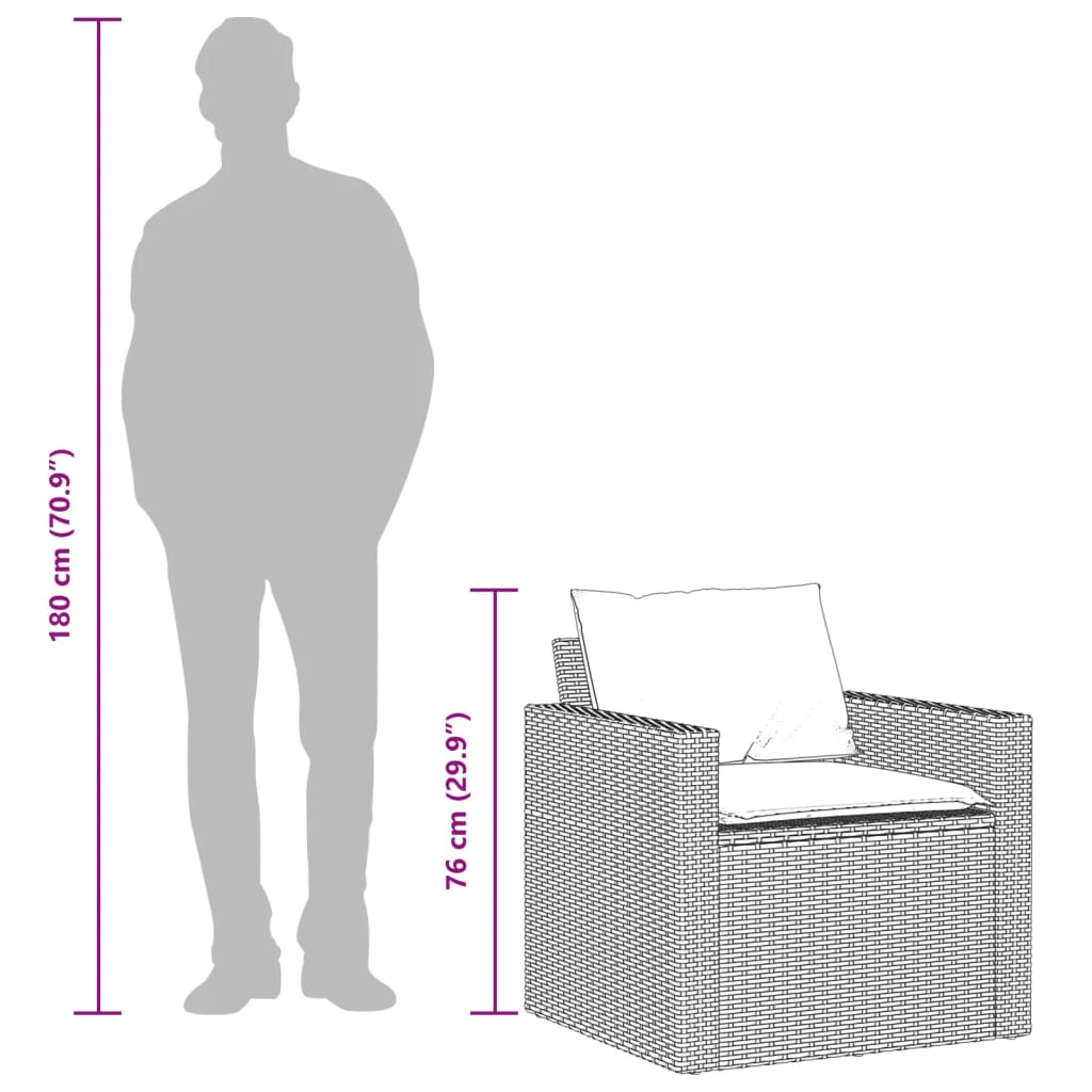 4-osaline aiadiivani komplekt patjadega, must, polürotang