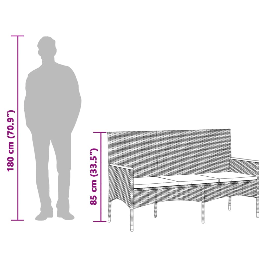 3-kohaline aiapink koos istmepatjadega, hall, polürotang