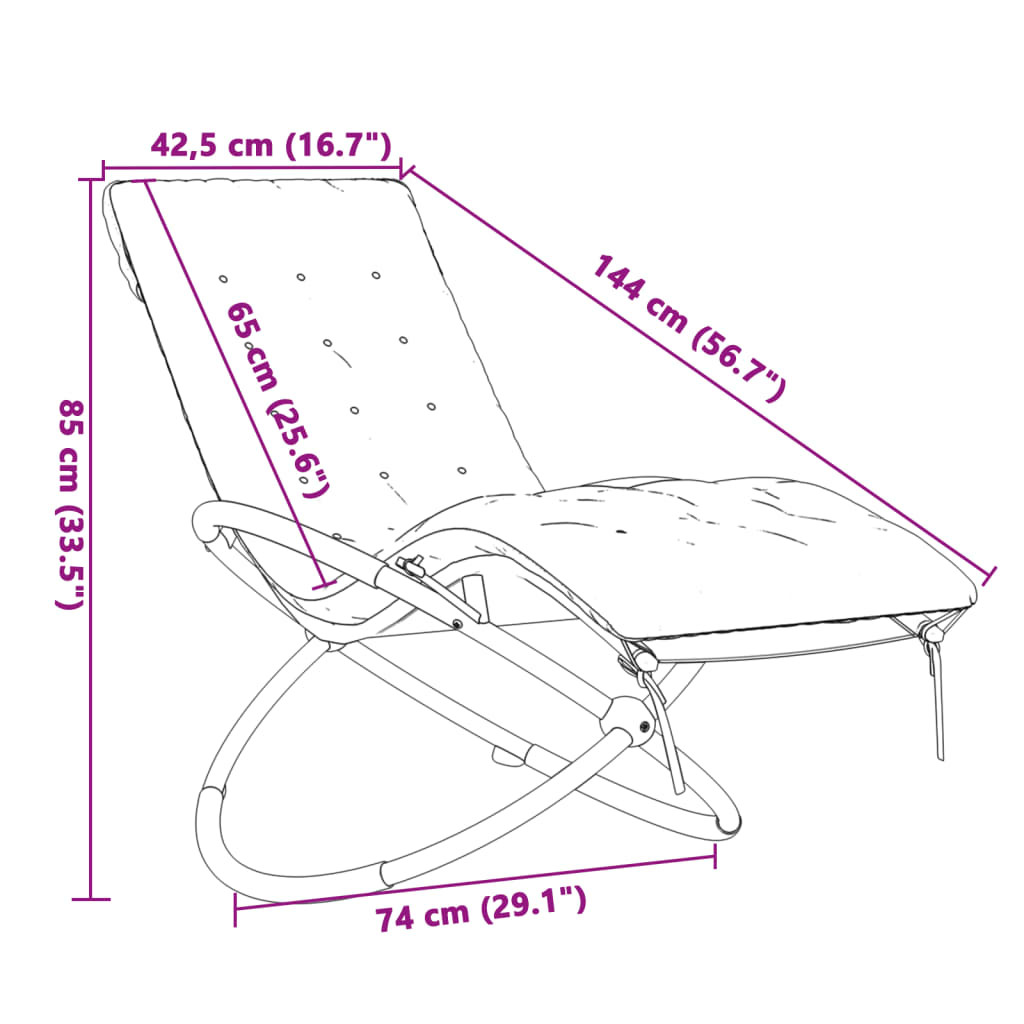 geomeetriline päevitustool koos padjaga, must ja hall, teras