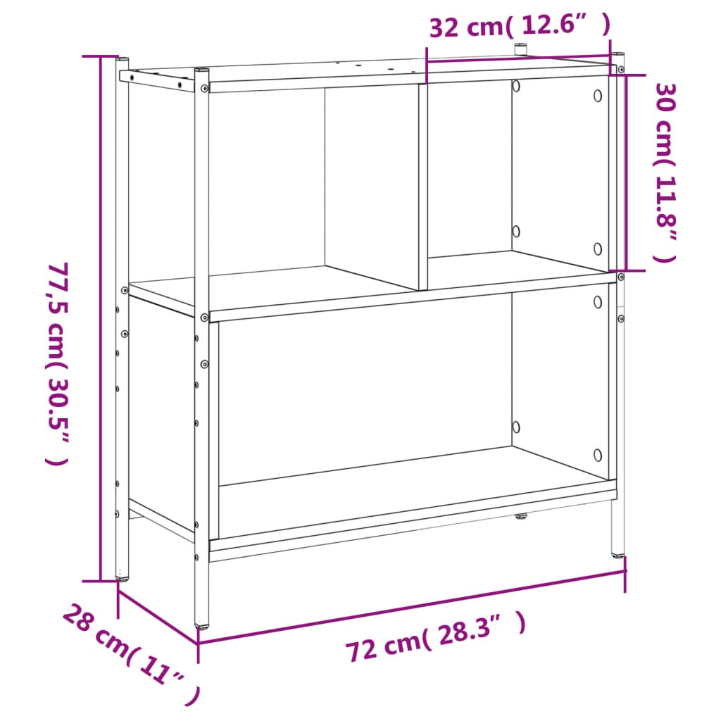 raamatualus, hall Sonoma tamm, 72 x 28 x 77,5 cm, tehispuit