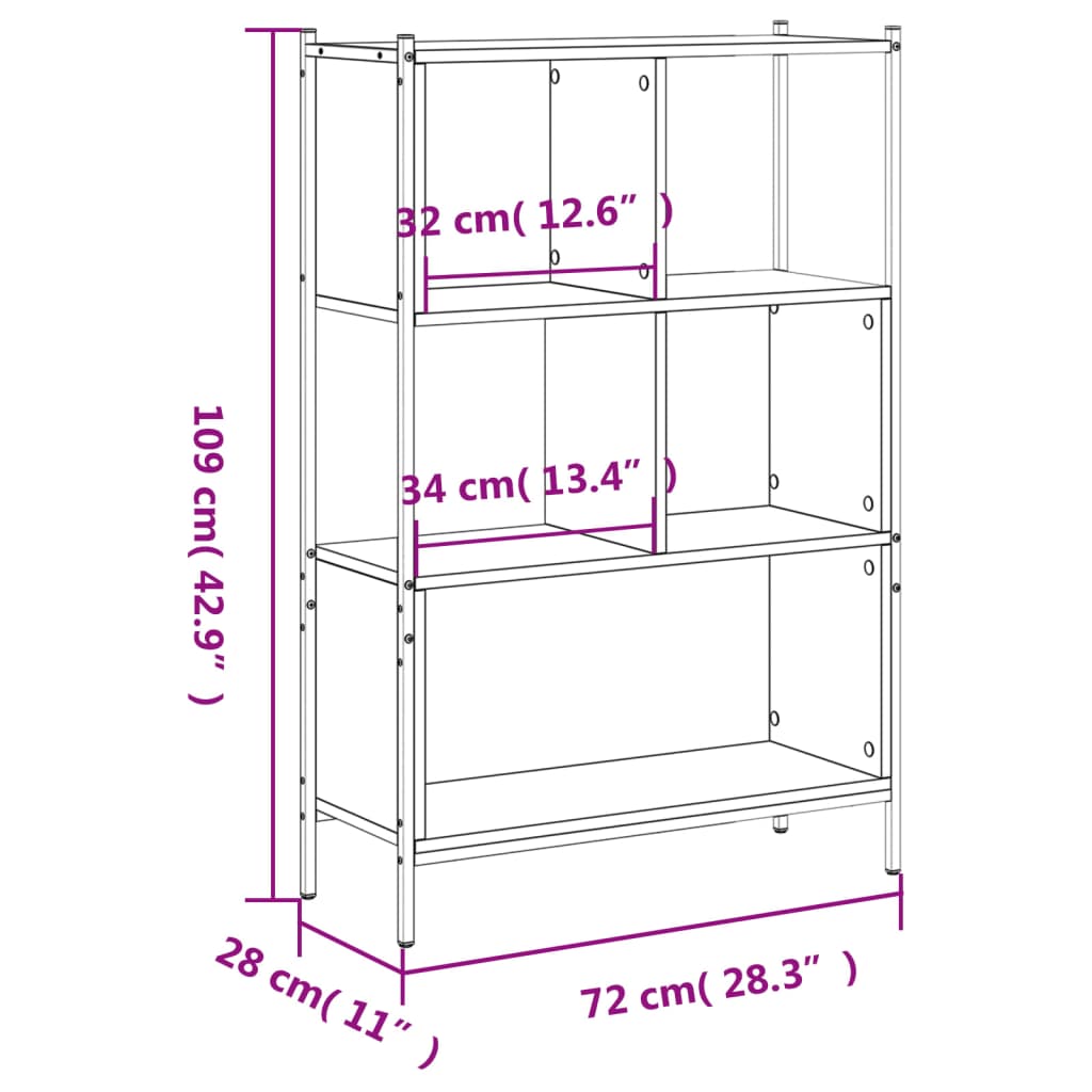 raamatualus must, 72 x 28 x 109 cm, tehispuit