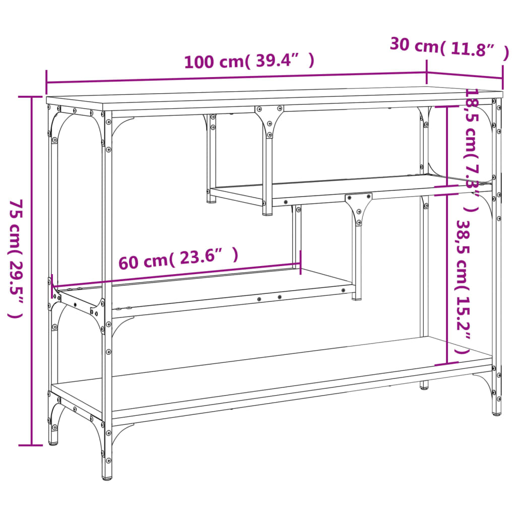 konsoollaud, must, 100 x 30 x 75 cm, tehispuit