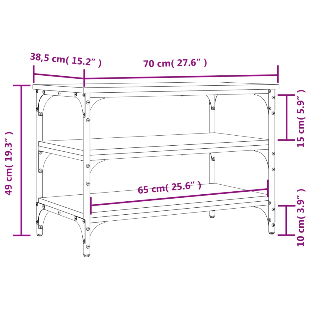 jalatsipink, suitsutatud tamm, 70 x 38,5 x 49 cm, tehispuit