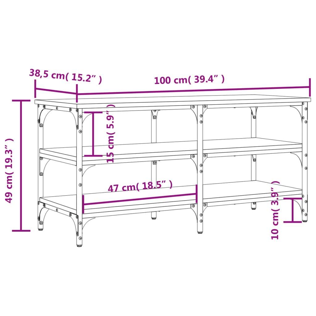 jalatsipink, Sonoma tamm, 100 x 38,5 x 49 cm, tehispuit