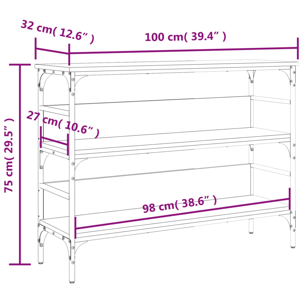 konsoollaud, must, 100x32x75 cm, tehispuit