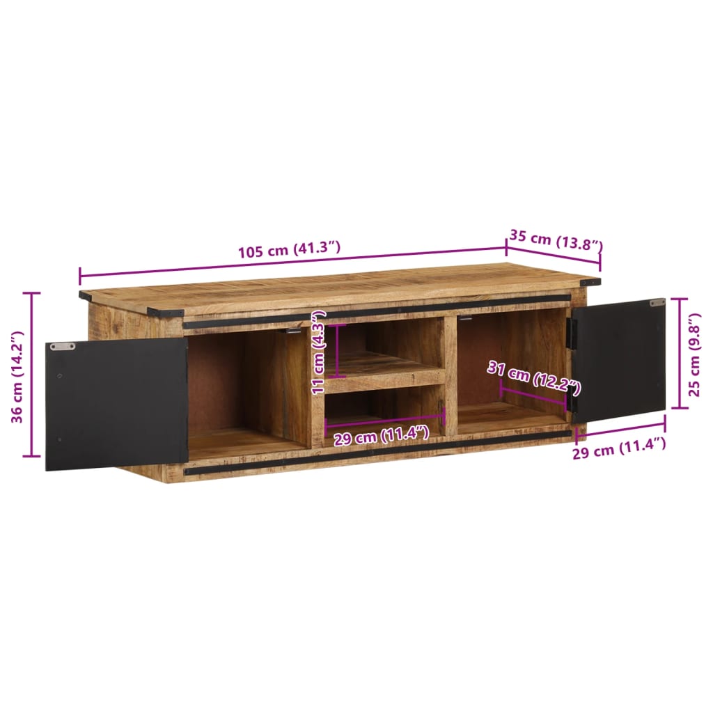 ustega telerikapp, 105 x 35 x 36 cm, toekas mangopuit