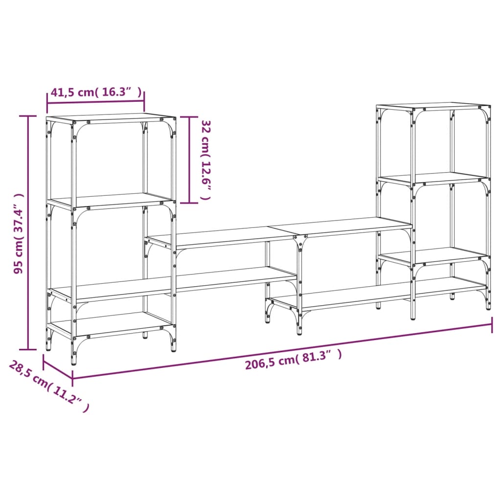 telerikapp, Sonoma tamm, 206,5 x 28,5 x 95 cm, tehispuit