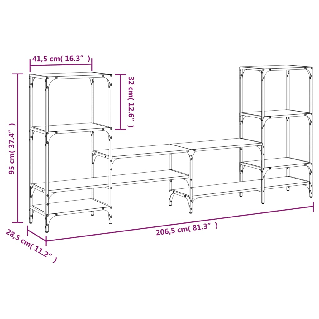 telerikapp, pruun tamm, 206,5 x 28,5 x 95 cm, tehispuit