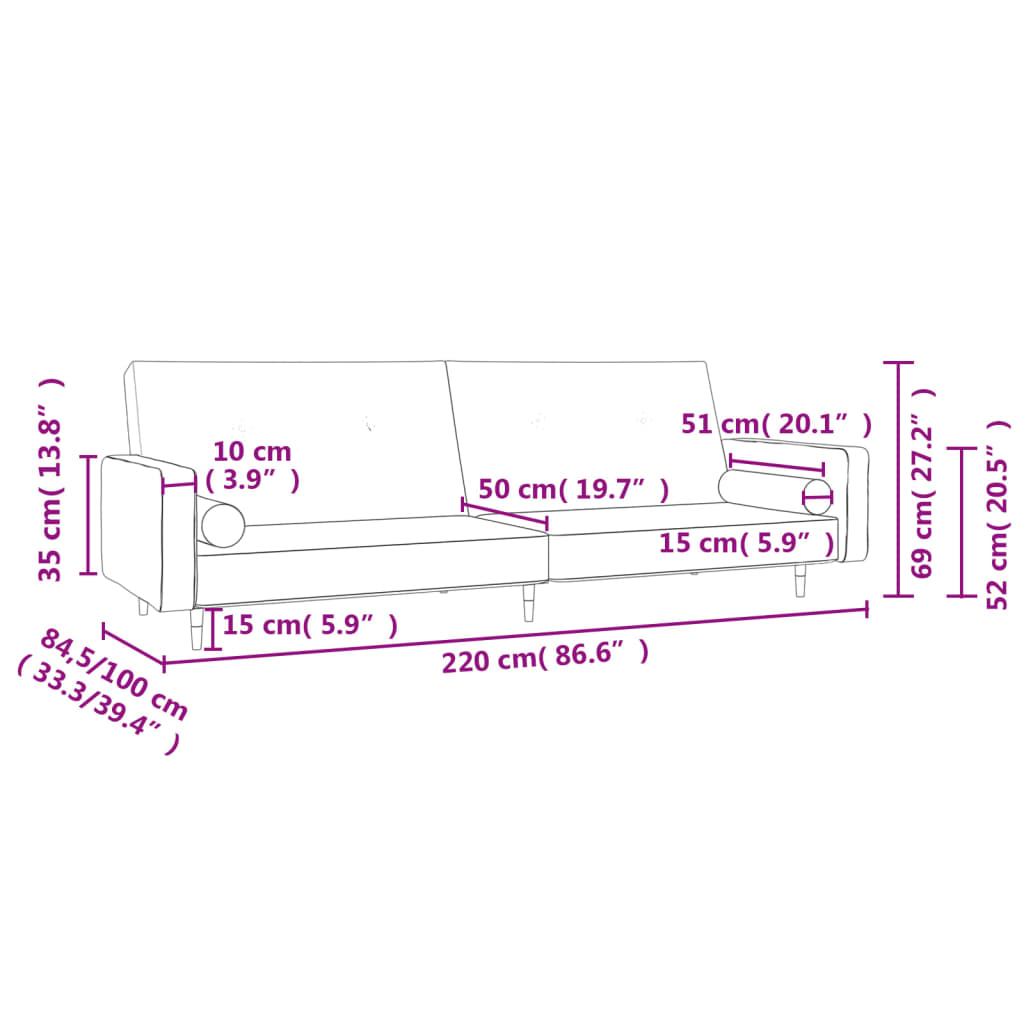 2-kohaline diivanvoodi kahe padjaga, helehall, samet