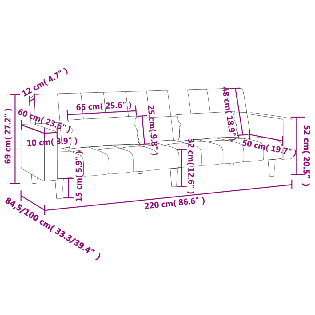 2-kohaline diivanvoodi patjadega, tumehall, samet