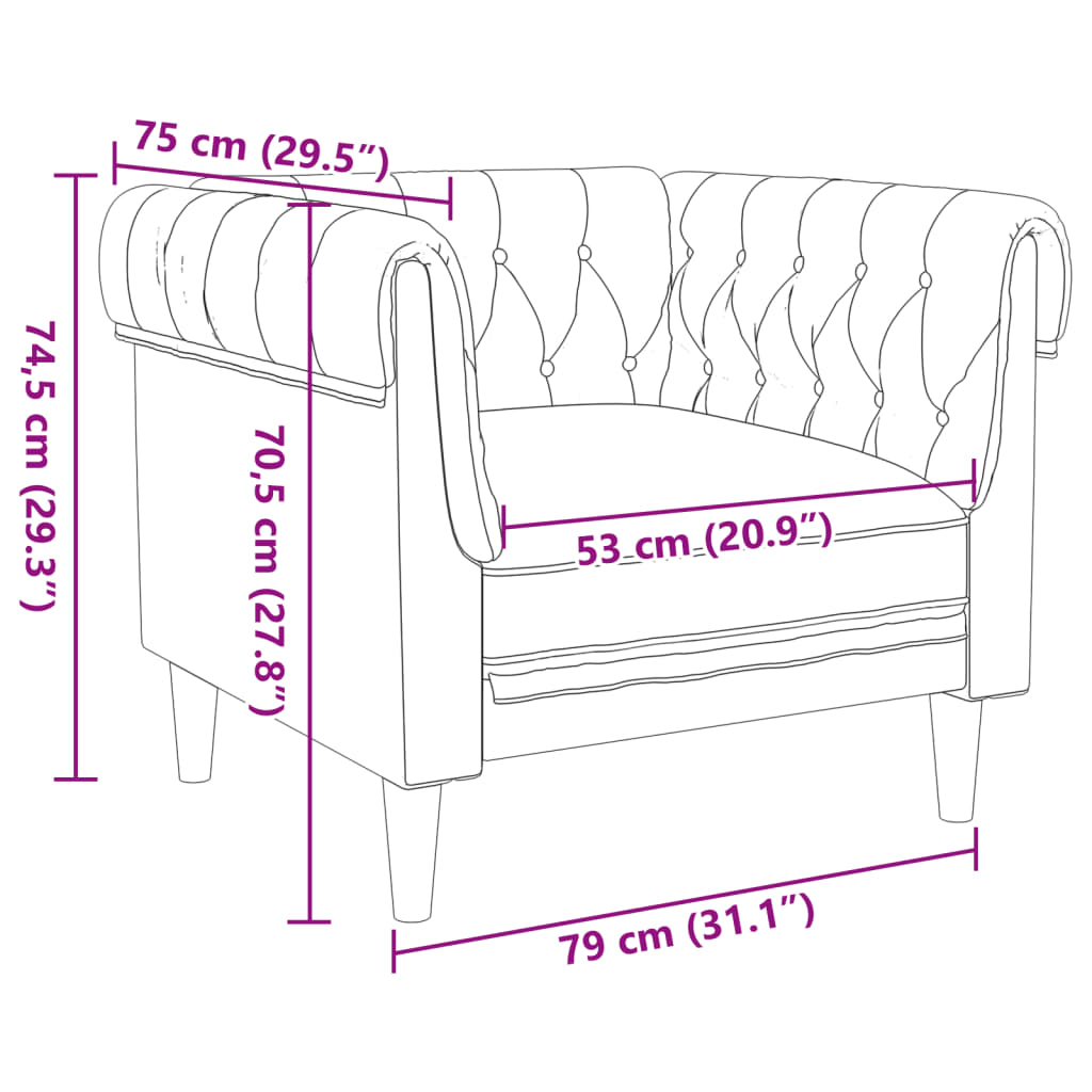 Chesterfield tugitool, pruun, kangas