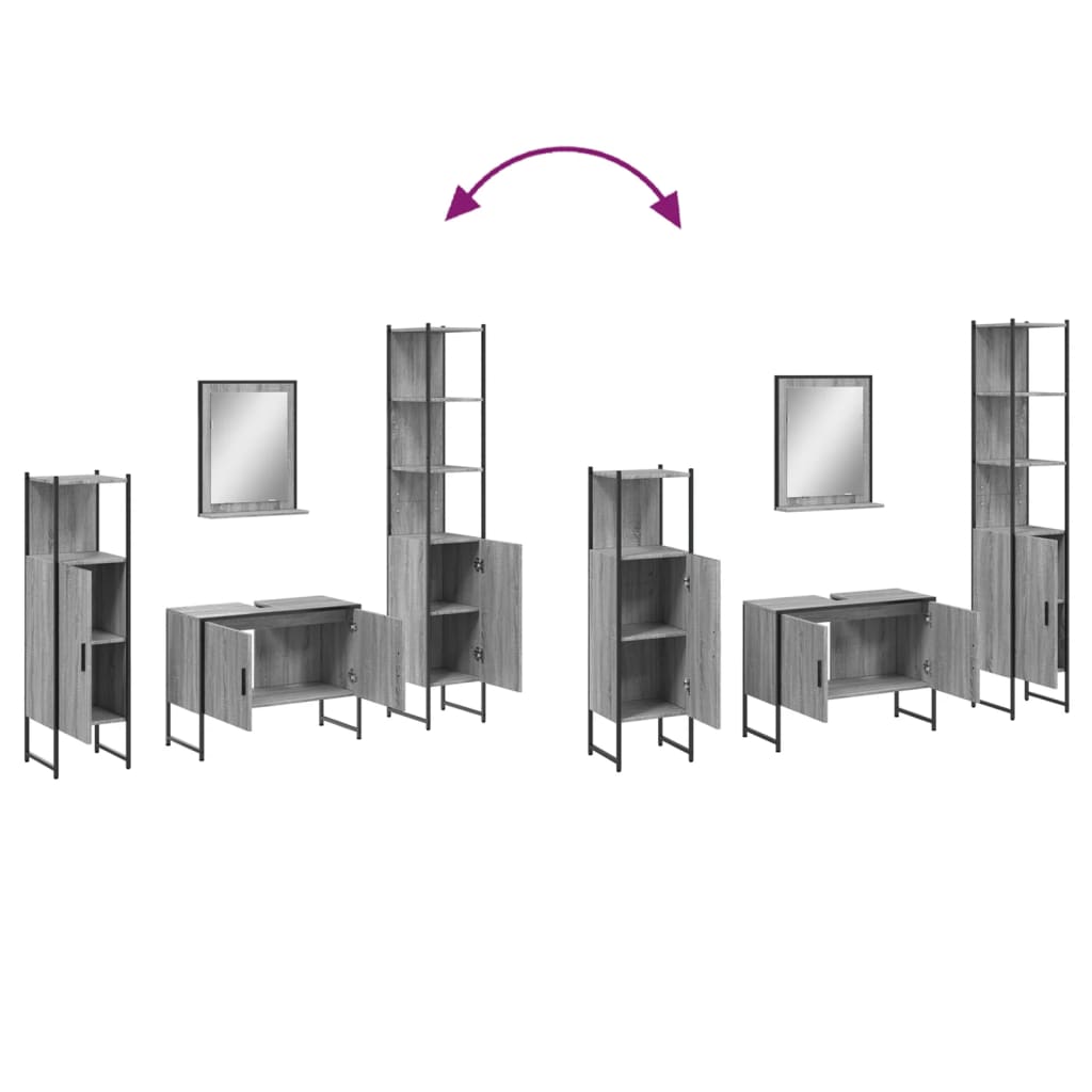 4-osaline vannitoakappide komplekt, hall Sonoma tamm, tehispuit