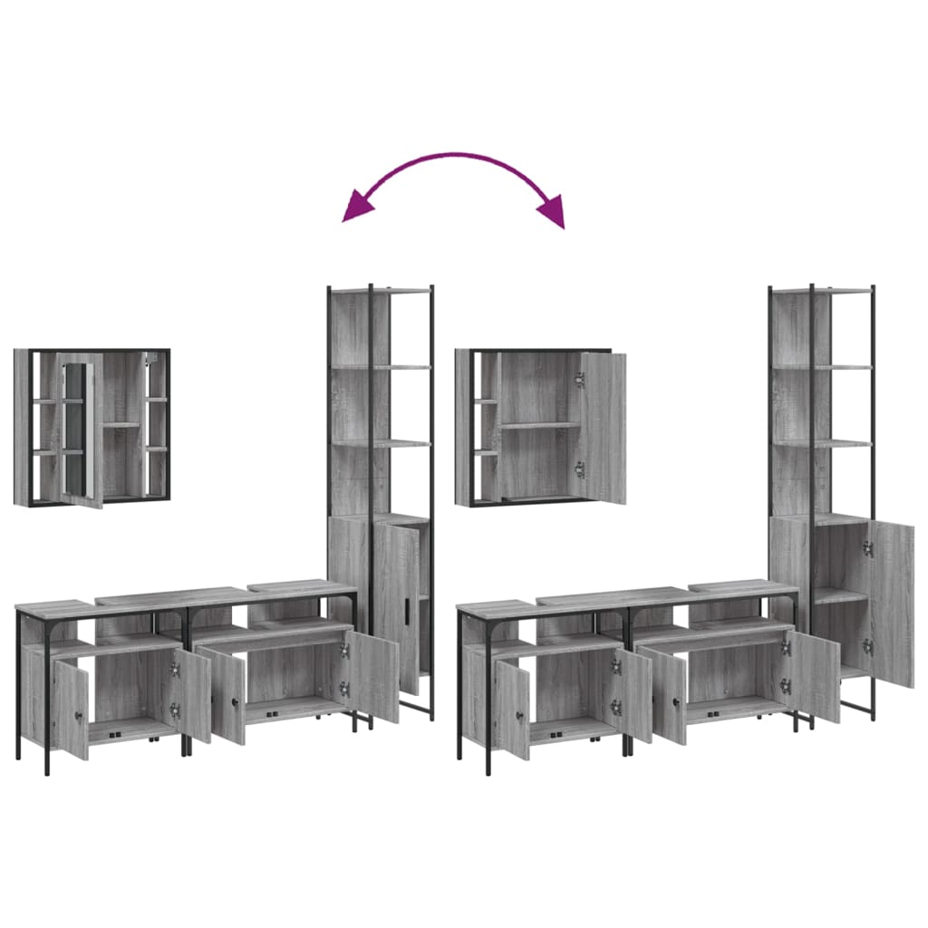 4-osaline vannitoakappide komplekt, hall Sonoma tamm, tehispuit