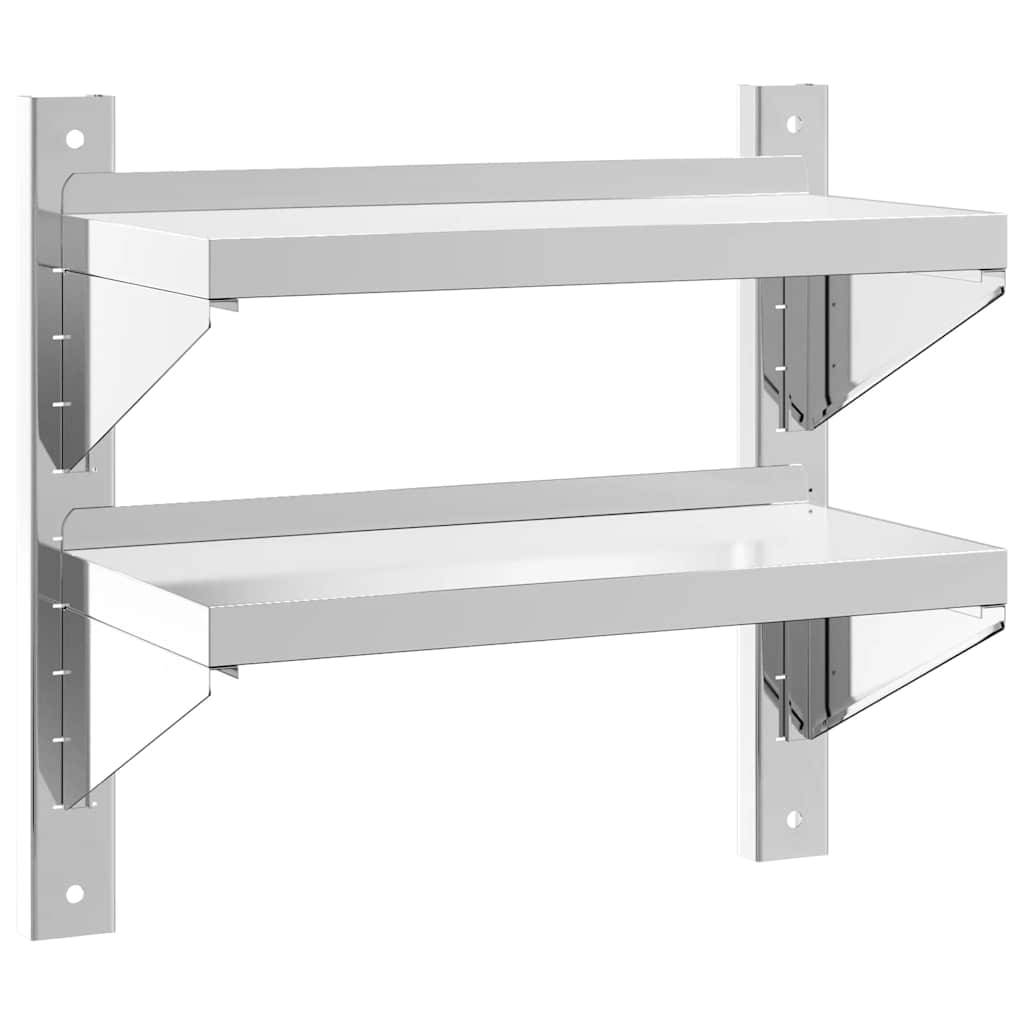 2-korruseline seinariiul 50x23,5x48cm hõbedane roostevaba teras