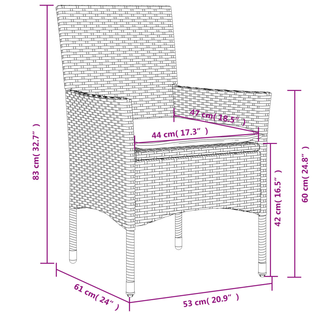 aiatoolid istmepatjadega 2 tk, must, polürotang