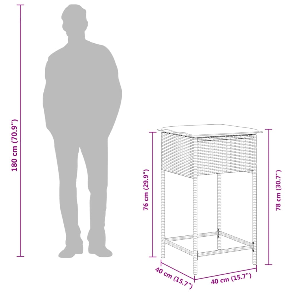 aia baaripukid istmepatjadega, 2 tk, must, polürotang