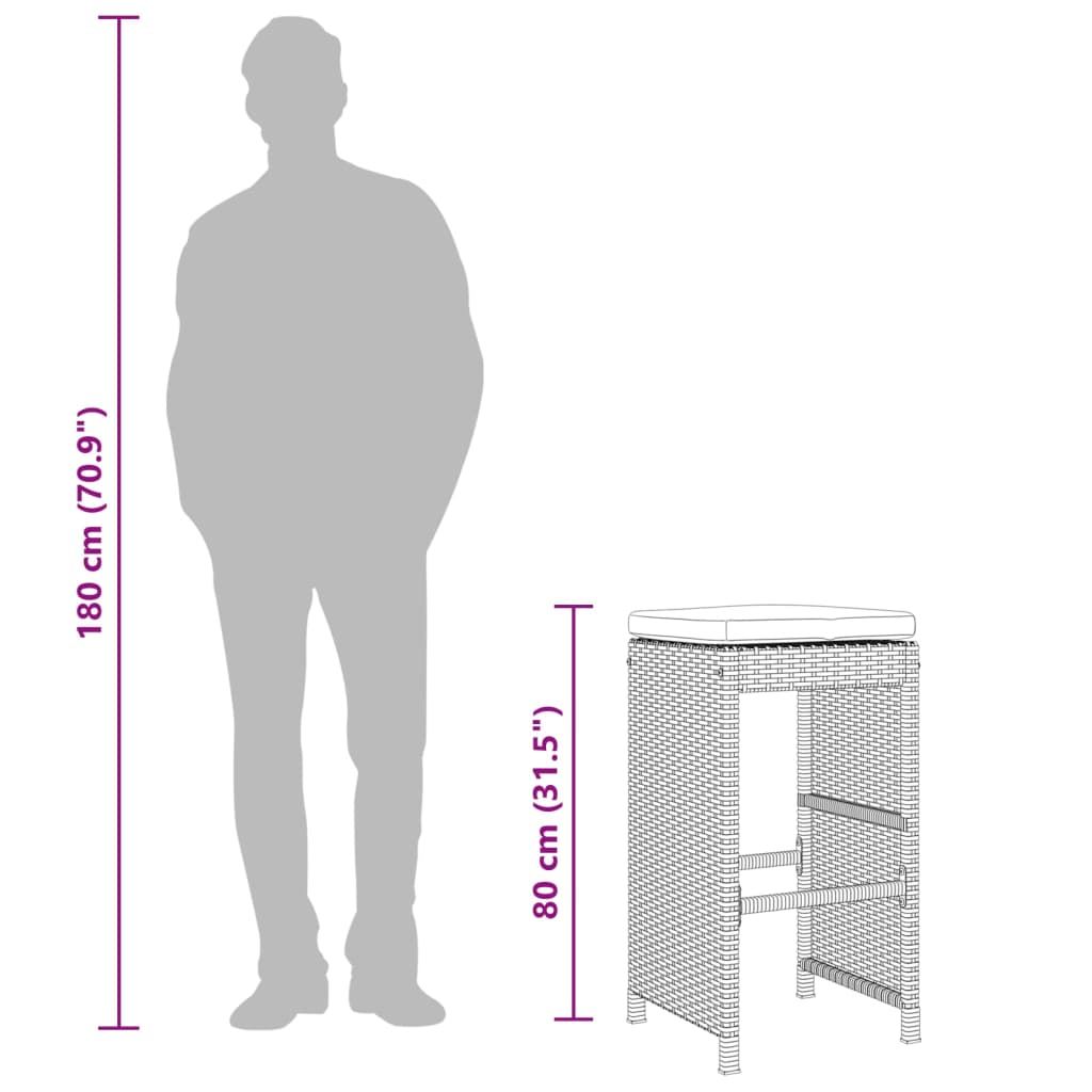 aia baaripukid istmepatjadega 4 tk, pruun, polürotang