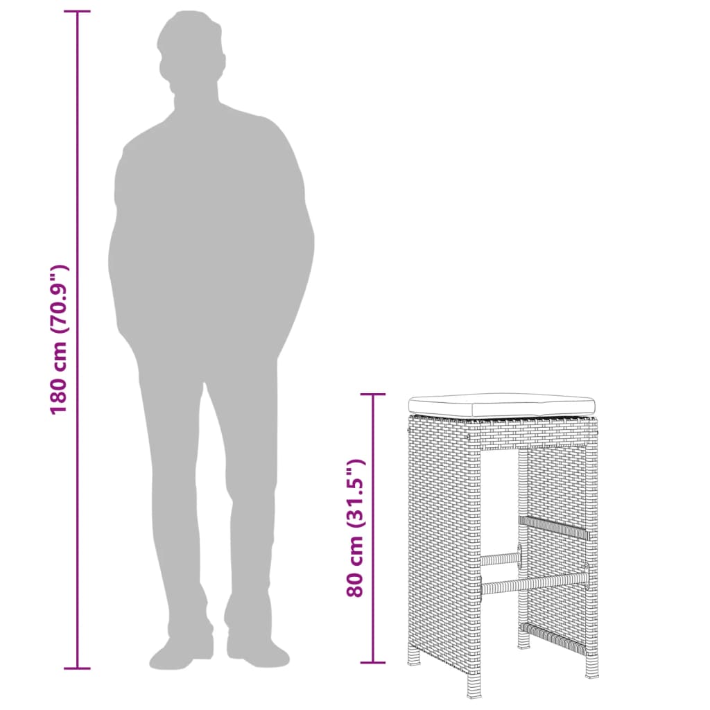 aia baaripukid istmepatjadega, 4 tk, must, polürotang