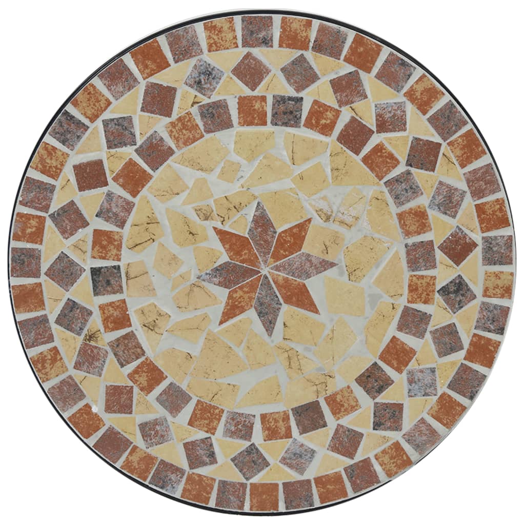 mosaiigiga bistroolaud, terrakota /valge, Ø50x70cm, keraamiline