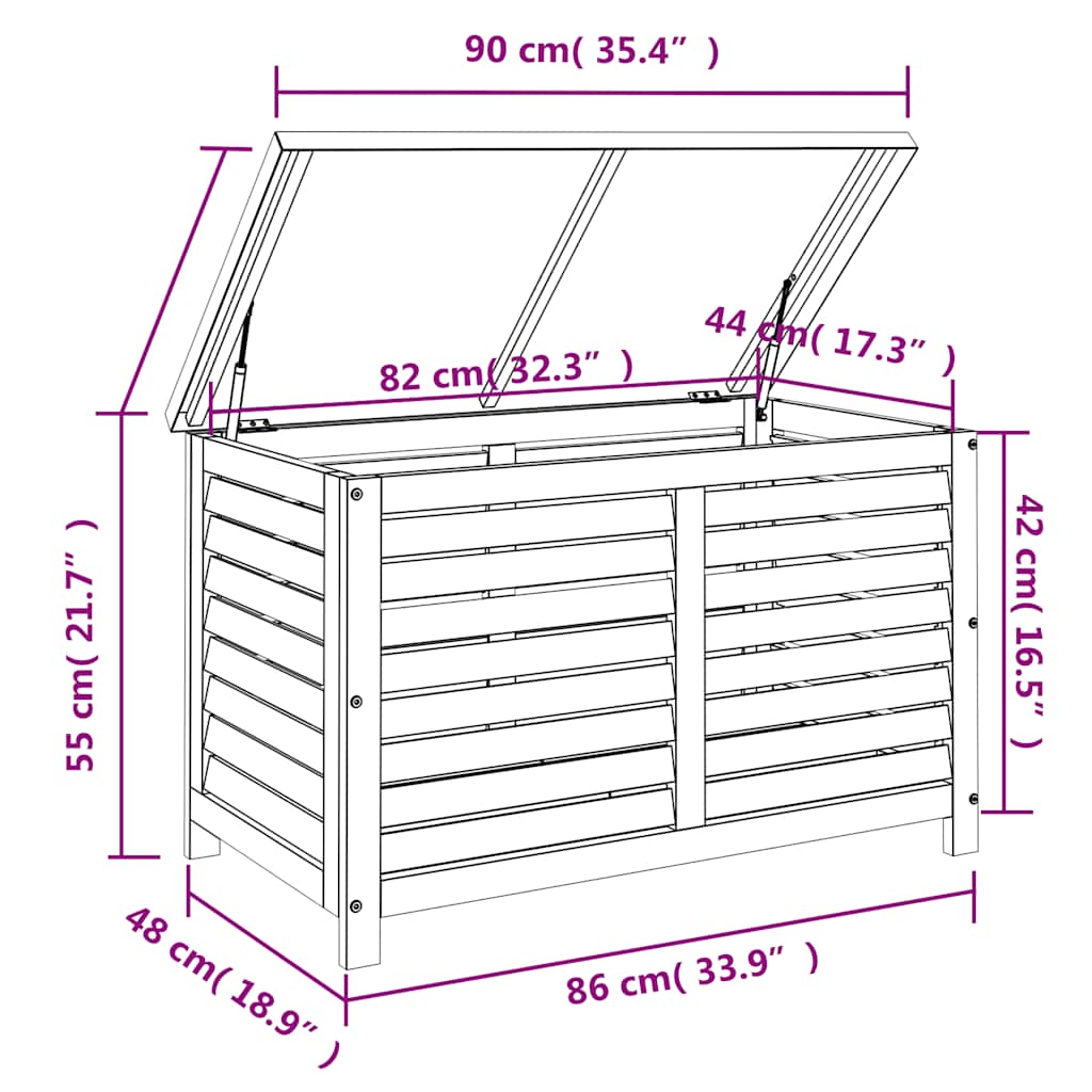 Садовый ящик для хранения, 90x48x55 см, эвкалиптовое дерево