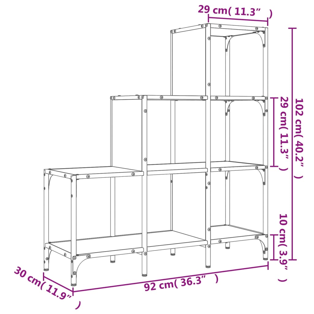 raamatualus, must, 92 x 30 x 102 cm, tehispuit ja metall