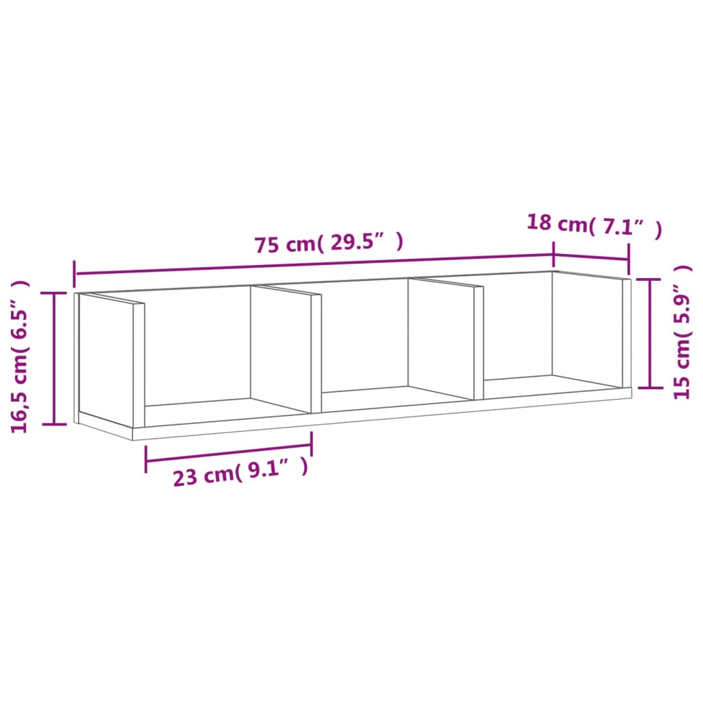 seinakapid, 2 tk, Sonoma tamm, 75x18x16,5 cm, tehispuit