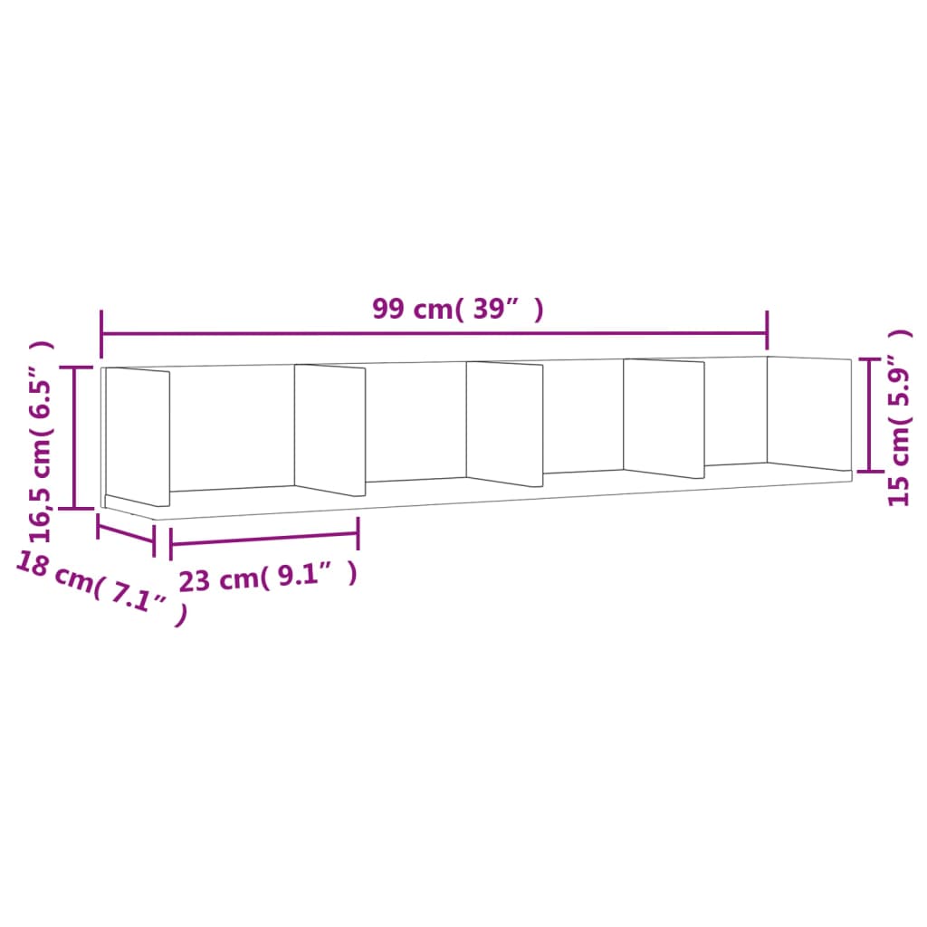 seinakapid, 2 tk, suitsutatud tamm, 99x18x16,5 cm, tehispuit