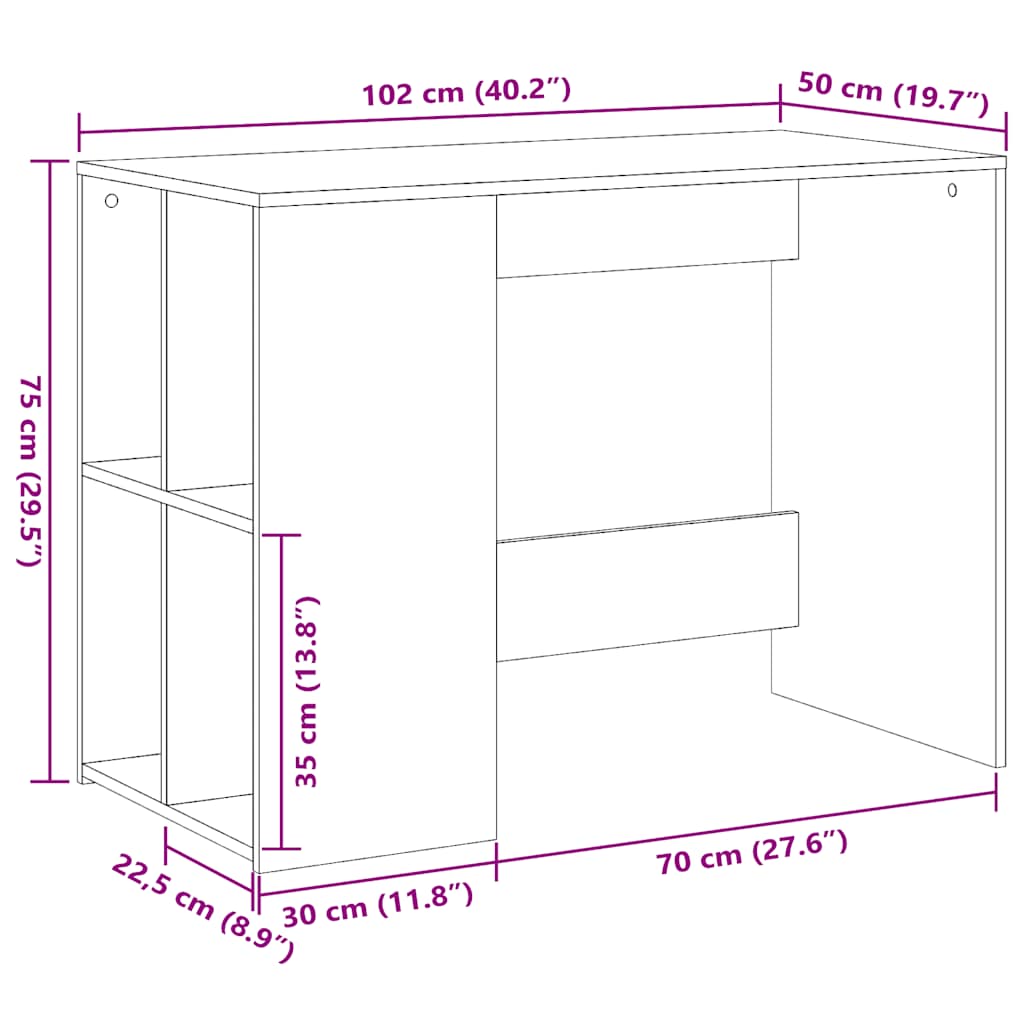 kirjutuslaud, must, 102x50x75 cm, tehispuit