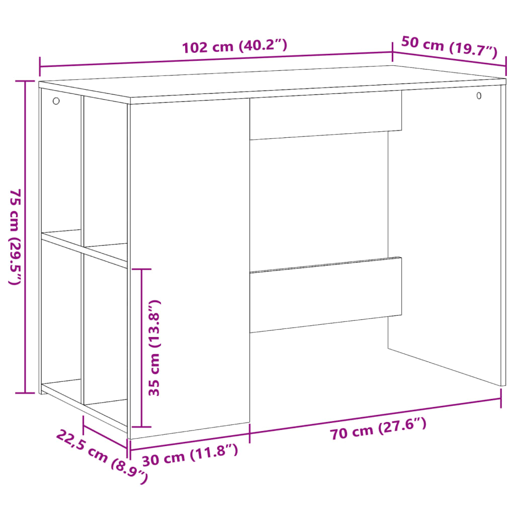 kirjutuslaud, betoonhall, 102x50x75 cm, tehispuit