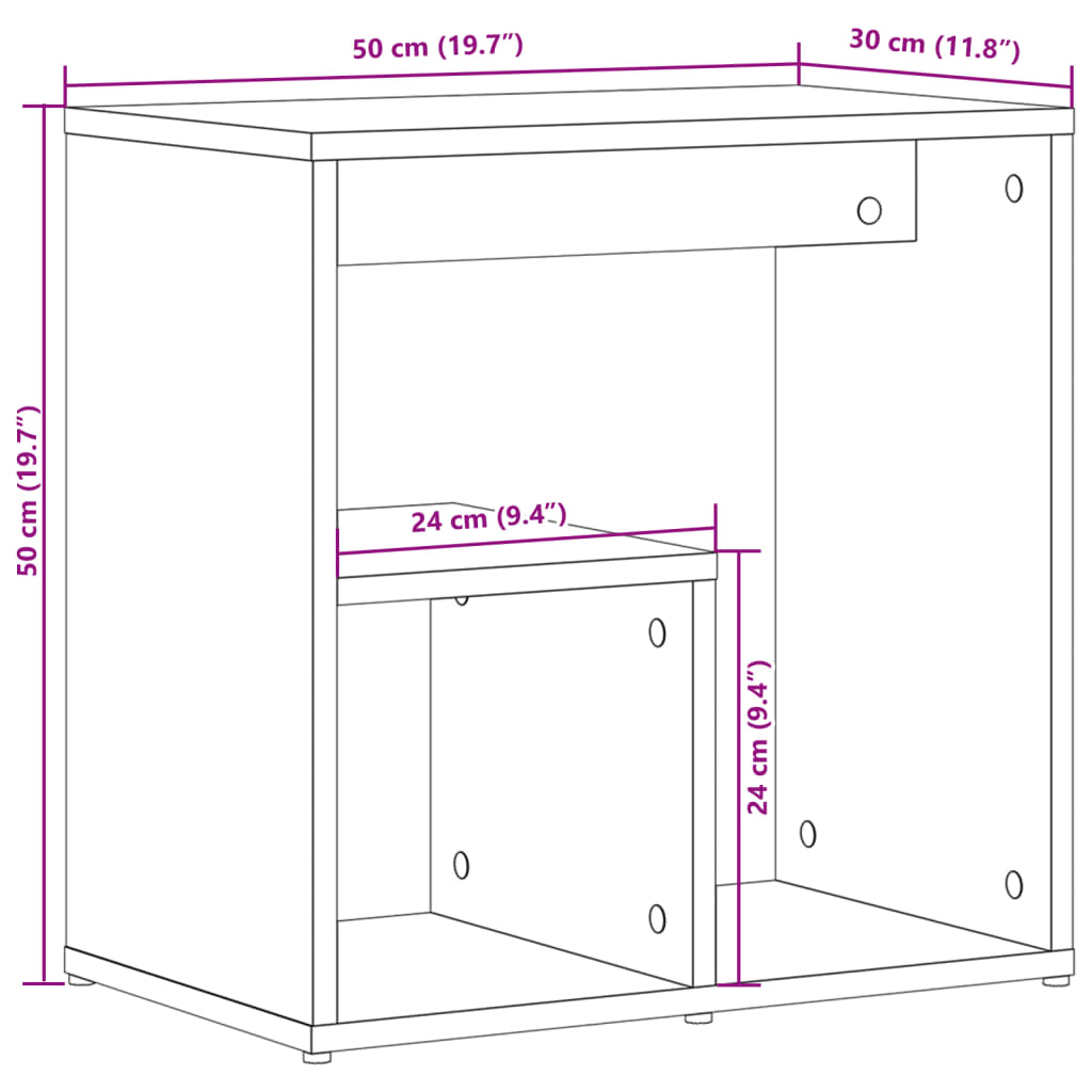 приставной столик, белый, 50 x 30 x 50 см, искусственное дерево