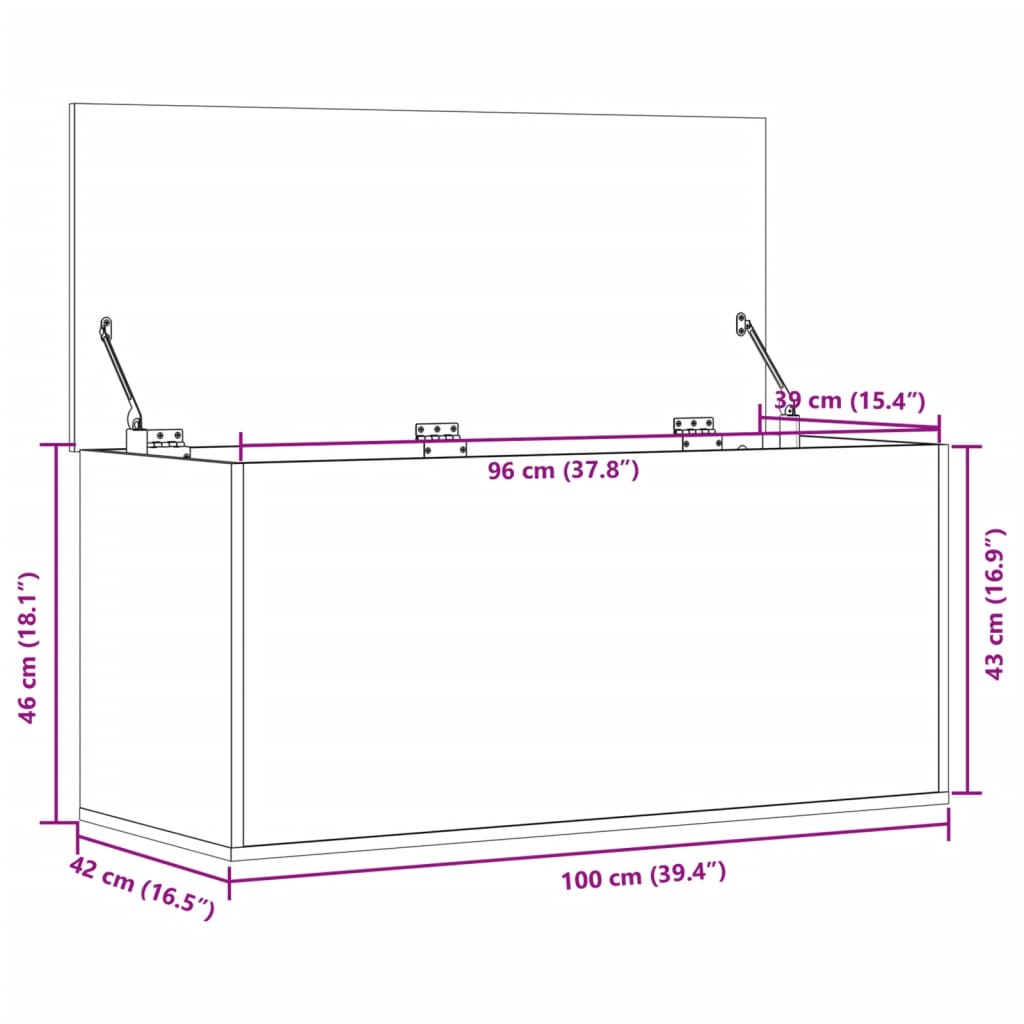 hoiukast, valge, 100x42x46 cm, tehispuit