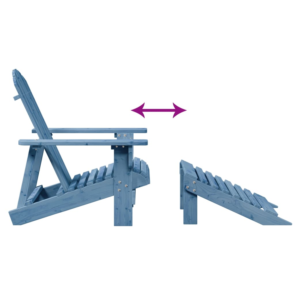 Кресло Adirondack с подставкой для ног, синее, еловое дерево