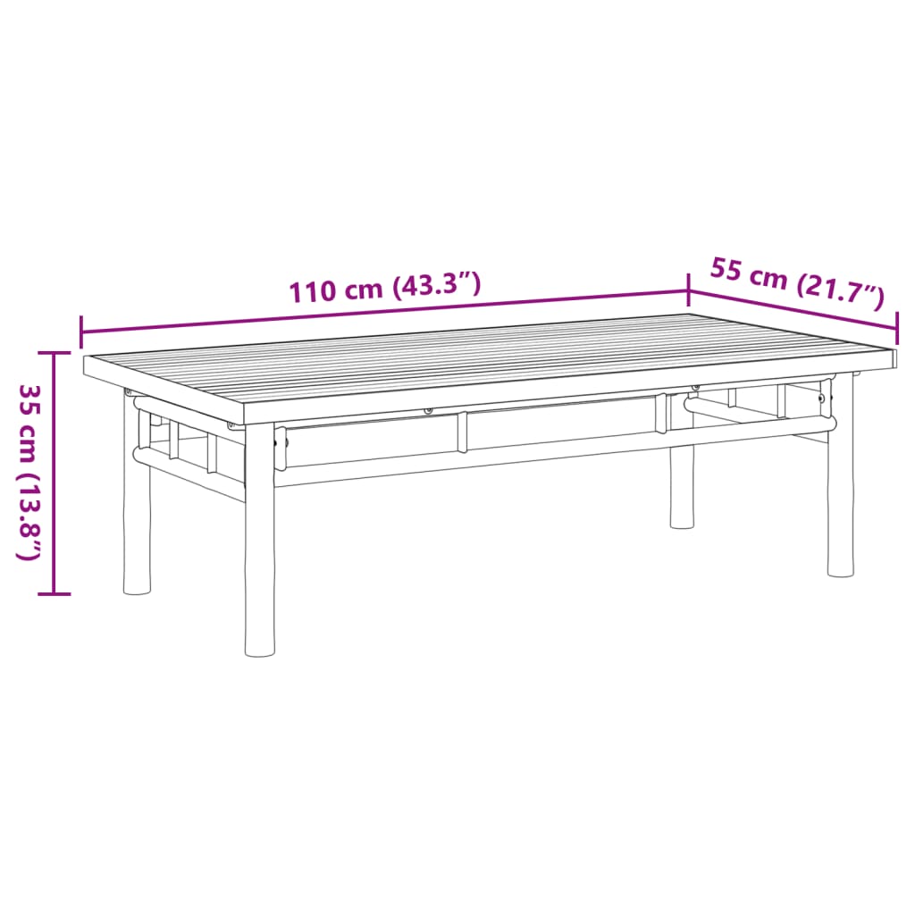 kohvilaud, 110 x 55 x 35 cm, bambus