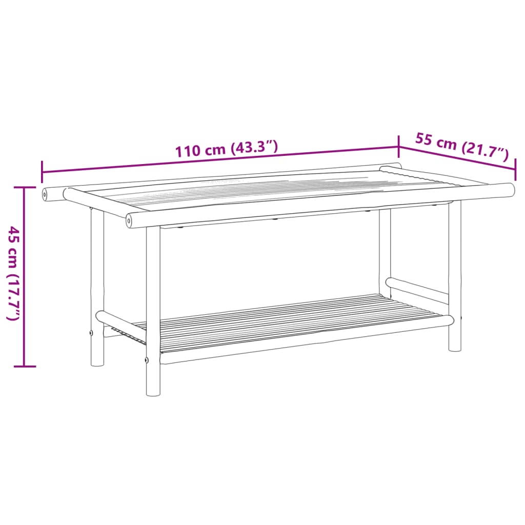 kohvilaud, 110 x 55 x 45 cm, bambus