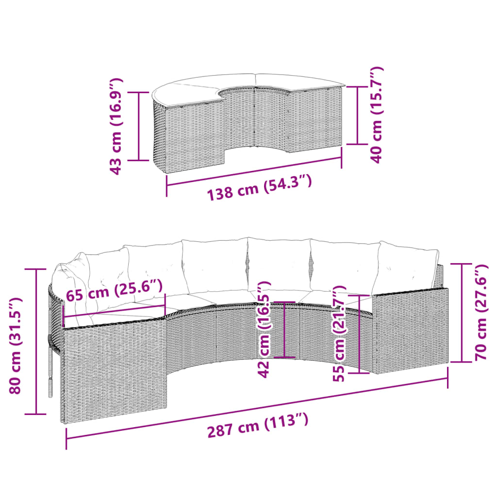 2-osaline aiadiivanite komplekt, poolümar, hall, polürotang