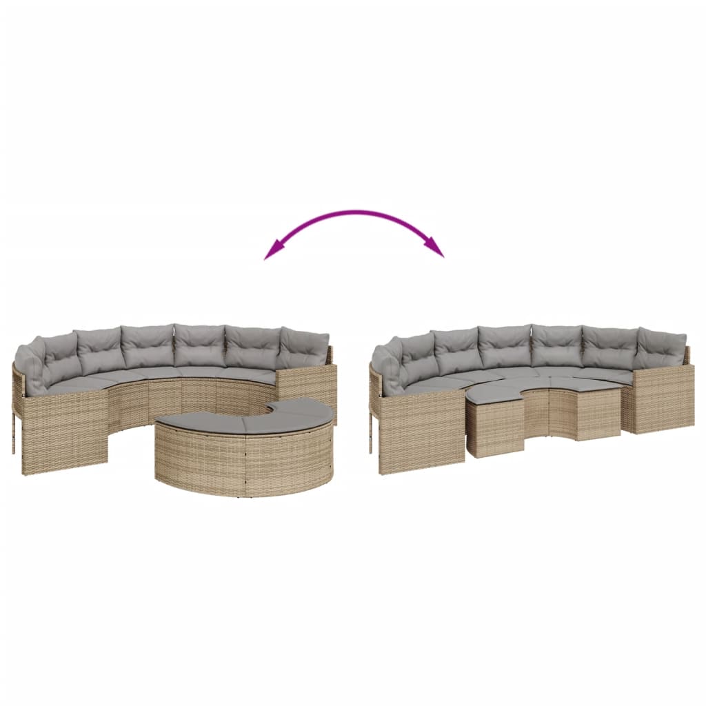 2-osaline aiadiivanite komplekt, poolümar, beež, polürotang