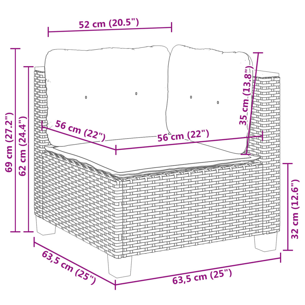 5-osaline aiadiivanikomplekt patjadega, must, polürotang