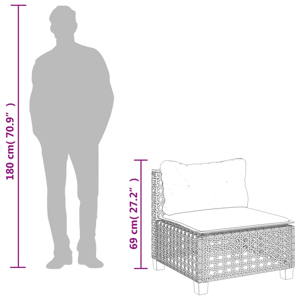 7-osaline aiadiivani komplekt patjadega, must, polürotang