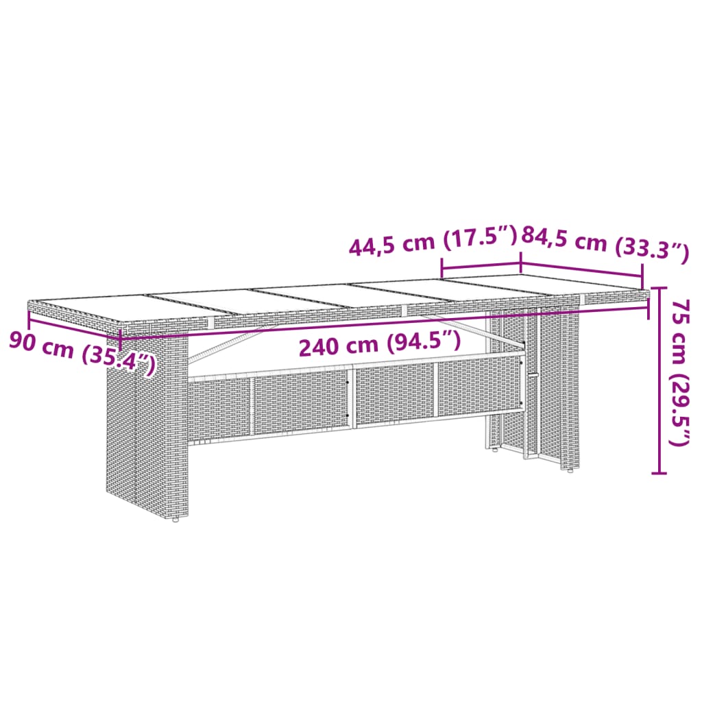 11-osaline aia söögimööbli komplekt patjadega, hall, polürotang