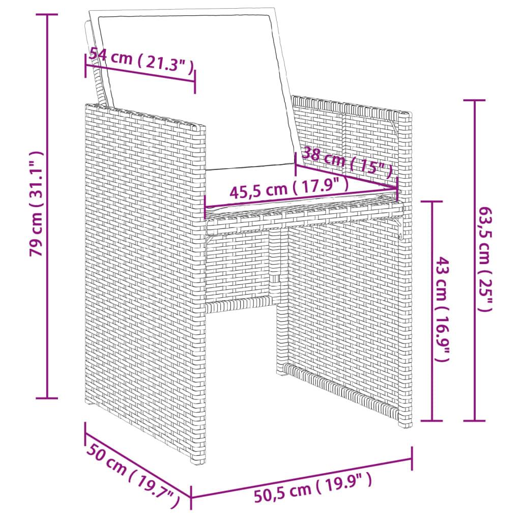 5-osaline aiamööbli komplekt patjadega, hall, polürotang