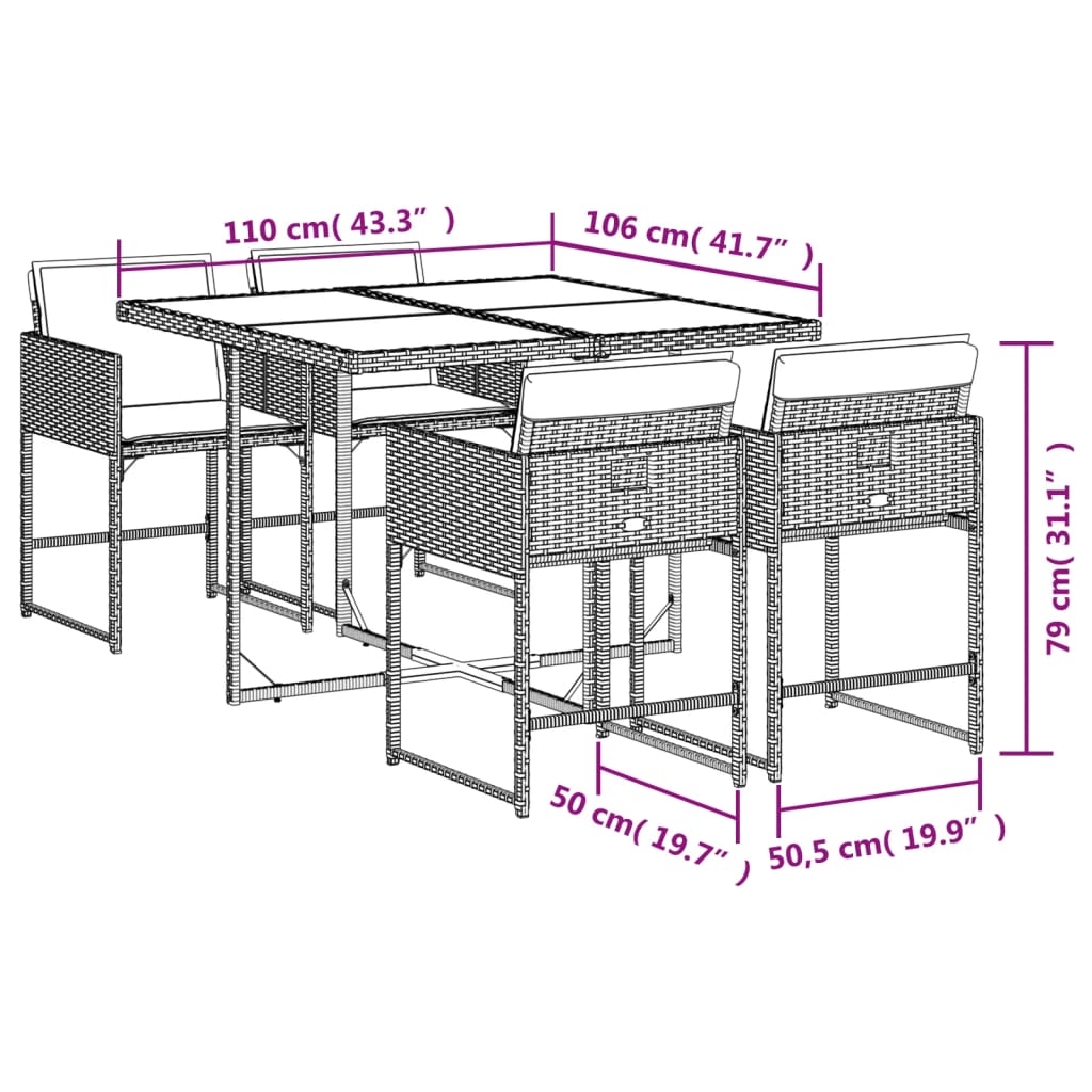 5-osaline aiamööbli komplekt patjadega, beež, polürotang