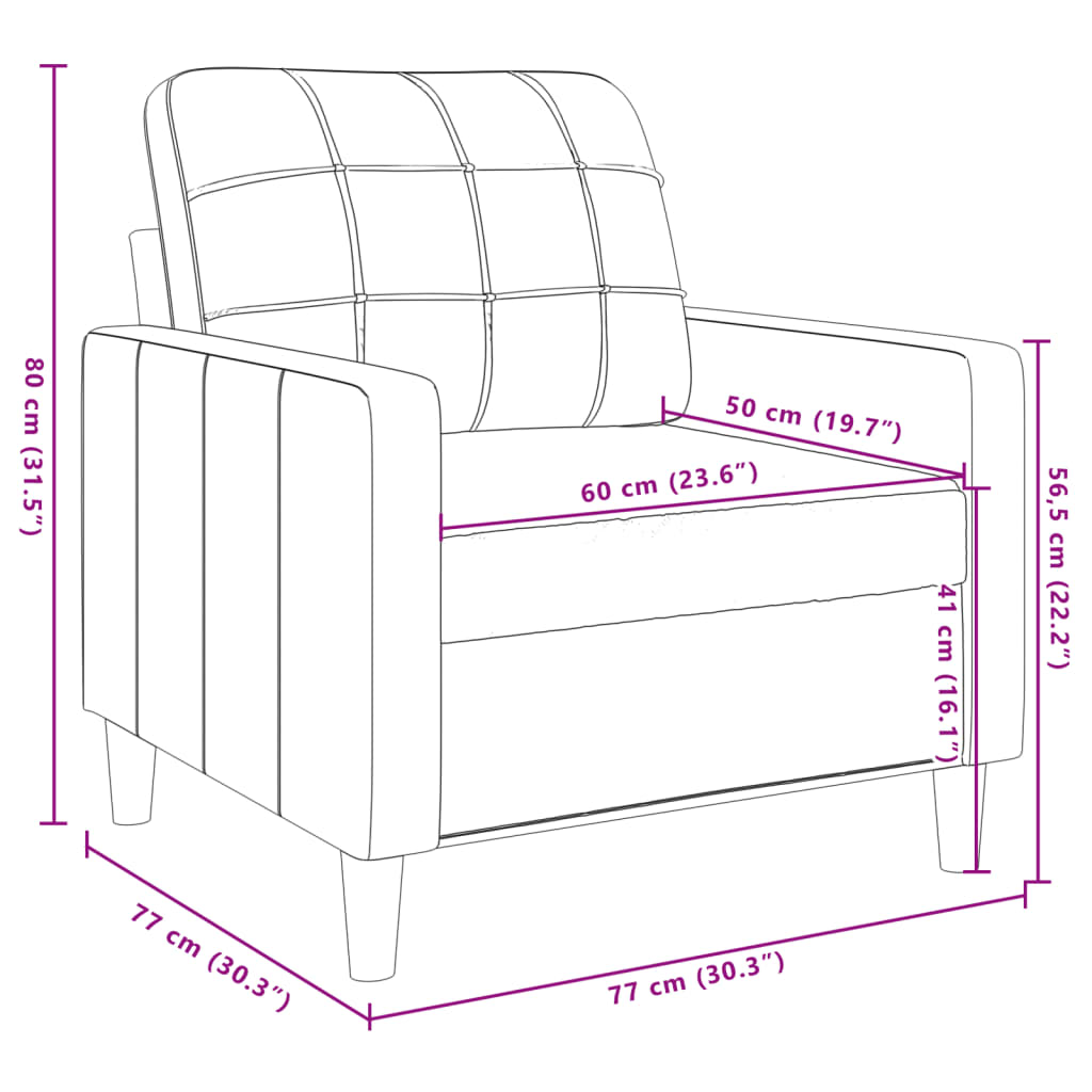 tugitool, helehall, 60 cm, samet