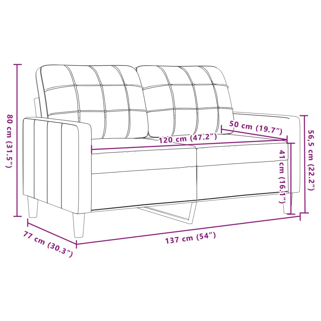 2-kohaline diivan, helehall, 120 cm, samet